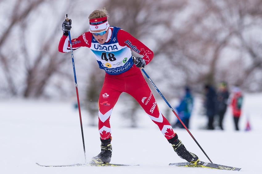 <who>Photo Credit: flyingpointroad.com </who>Kelowna's Garth Williams, in his first season as a U23 competitor, finished 41st among 67 skiers at the world junior and U23 championships in Switzerland. 