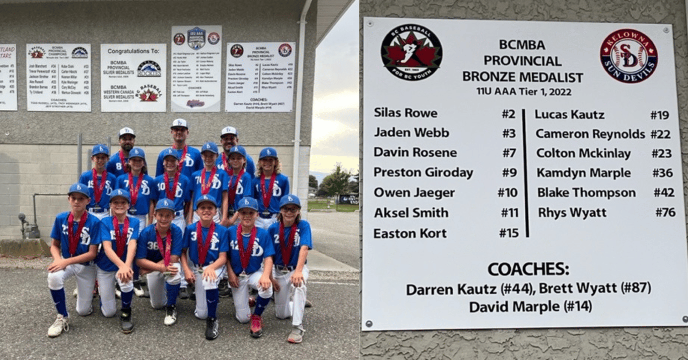 Kelowna baseball team wins first ever U11 Tier 1 provincial medal