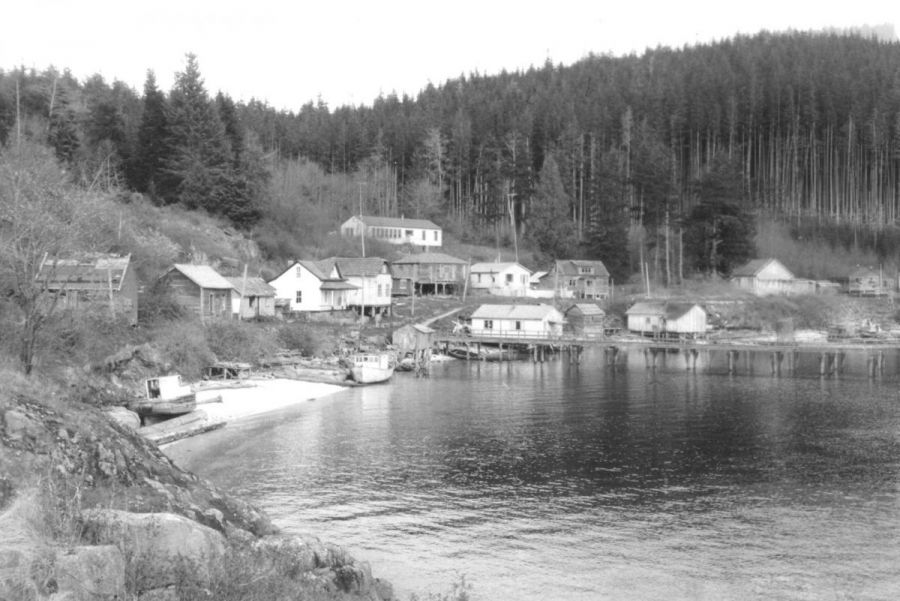 <who>Photo Credit: Tlowitsis First Nation</who>The nations village of Kalagwees in the 1960s.