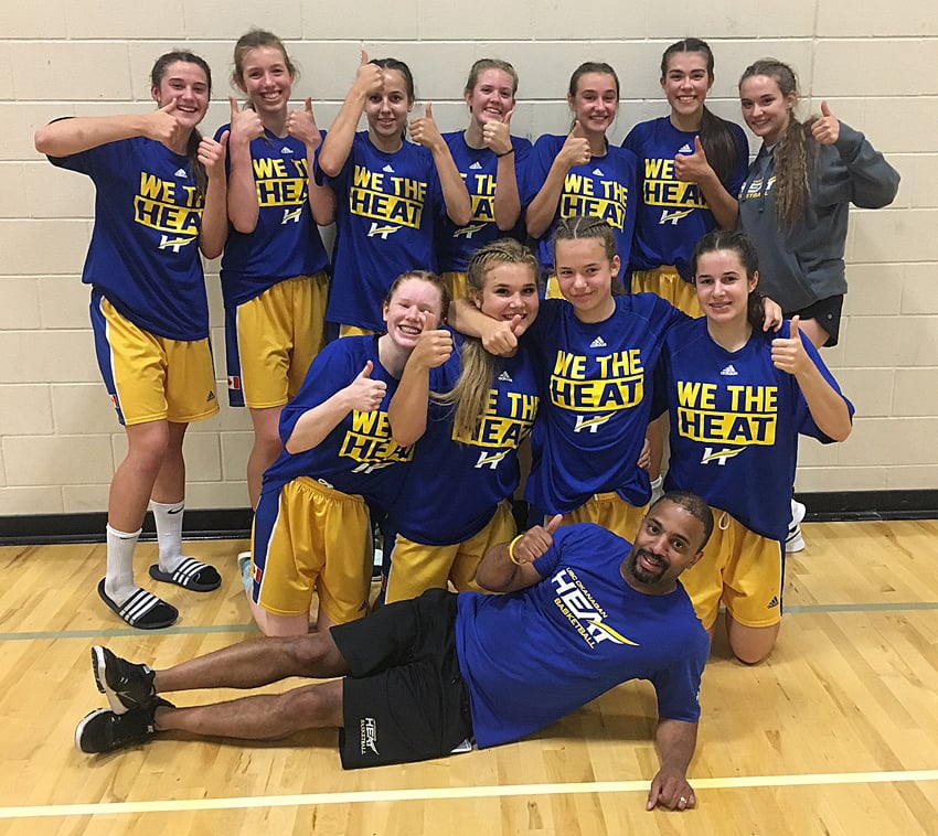 <who>Photo Credit: Contributed</who>The UBCO U17 Junior Heat team finished the season with an overall record of 28-7. Members of the team, coached by Bobby Mitchell (front), are from left, middle: Jenna Robinson, Kassidy Day, Lexi Corday and Melania Corrado. Back: Kelsey Falk, Jordan Kemper, Paige Watson, Naomi Kent, Katrina Fink, Jaeli Ibbetson, and Rylee Semeniuk.