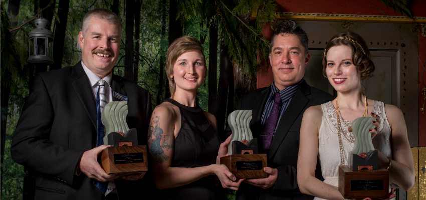 Mayor’s Awards for the Arts 2016 award recipients. (From L-R) John Espley with Accent Inns, Amanda Eccleston, Vaughn Warren and Kelsey Gilker.
