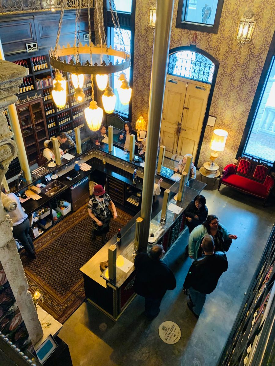 </who>The view of the tasting bar from the mezzanine.
