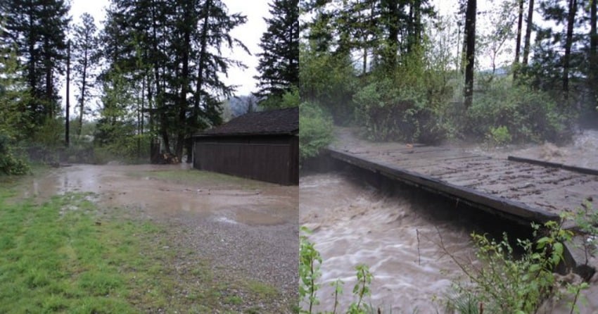 <who>Photo Credit: Contributed</who>Flooding as a result of the rising water levels in McDougall Creek
