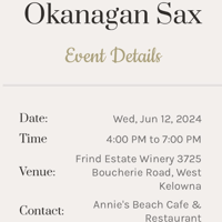 Okanagan Sax Live at Frind Winery