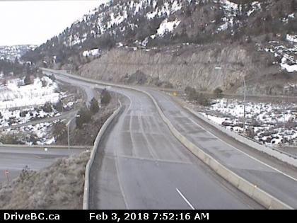 Highway 97 at Highway 97C junction, 5 km south of Westbank, looking west.