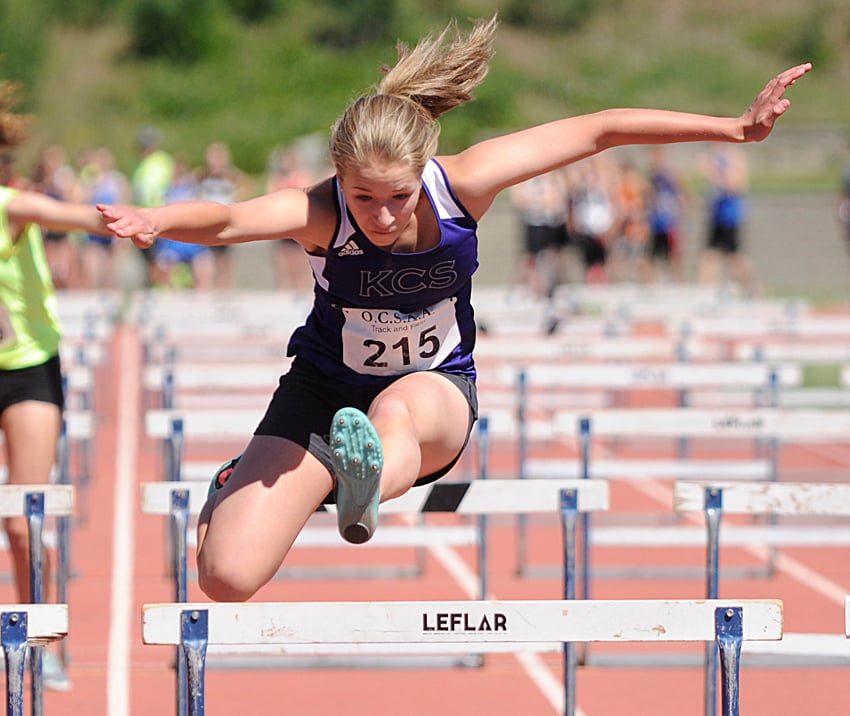 <who>Lorne White/KelownaNow </who>KCS Knights' Kristen Naude finished second in the 80-metre hurdles and third in the 200 hurdles.