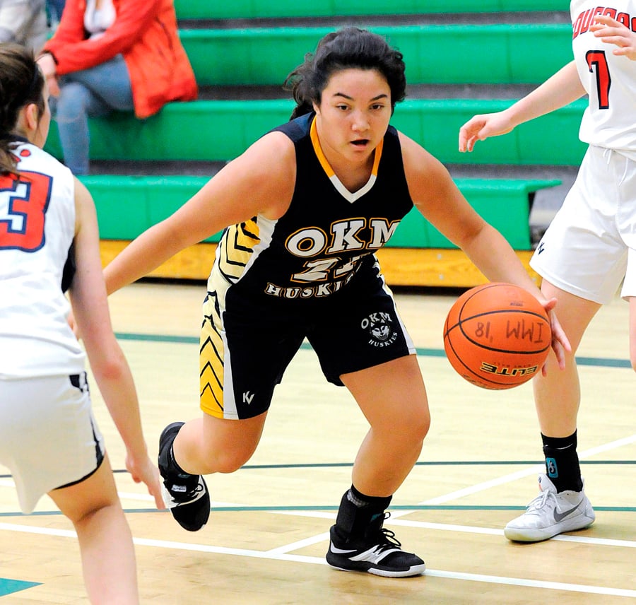 <who>Photo Credit: Lorne White/KelownaNow </who>Shaelyn Faitala contributed eight points in the Huskies' win over favoured Claremont.