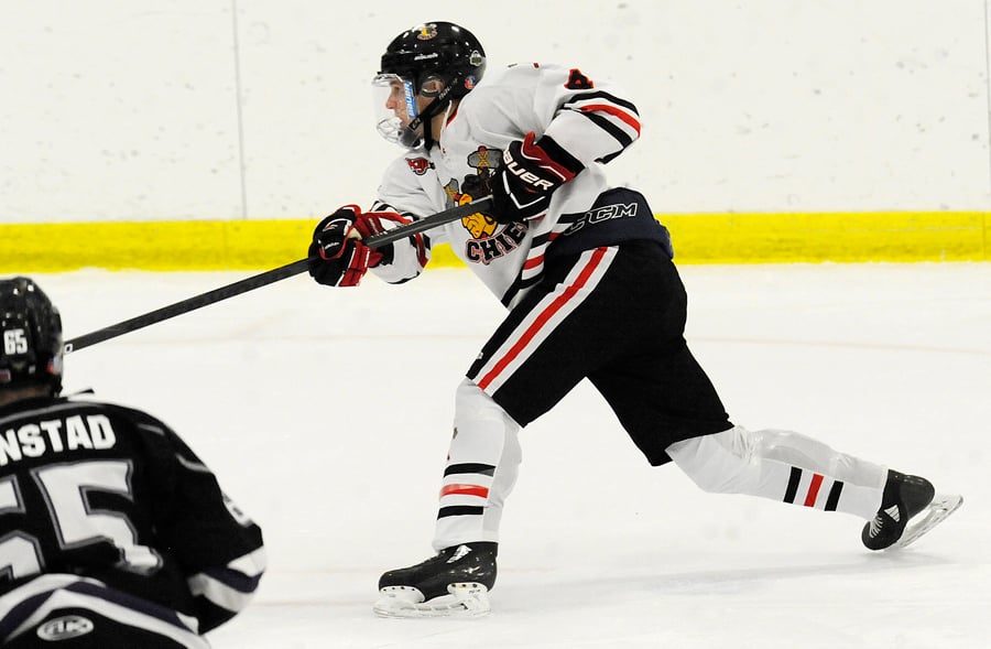 Defenceman Dylan Kent contributed a goal and four assists in the Chiefs' 9-2 win.