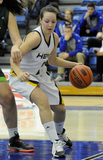 <who>Photo Credit: Lorne White/KelownaNow.com </who>Vernon's Emily Kanester led the Heat with 18 points on Friday.
