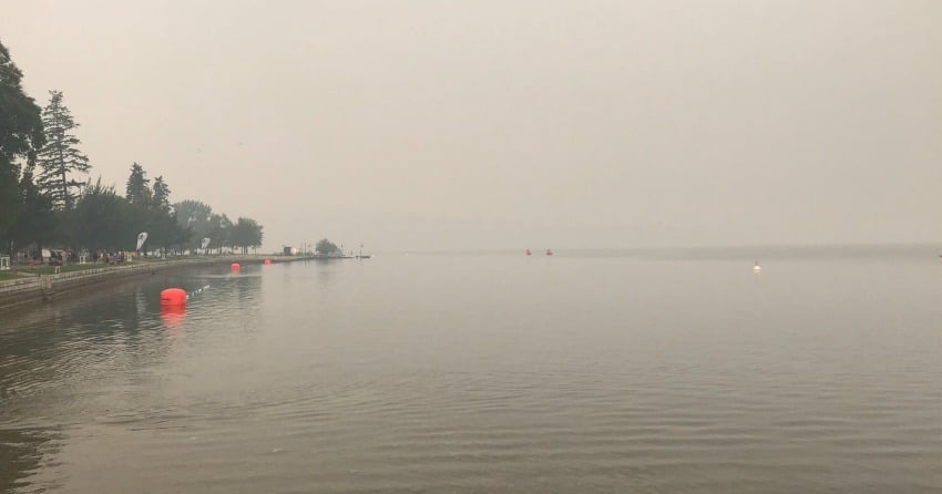 <who>Photo Credit: NowMedia</who>Kelowna under a blanket of smoke on the morning of Aug. 18, 2018. 
