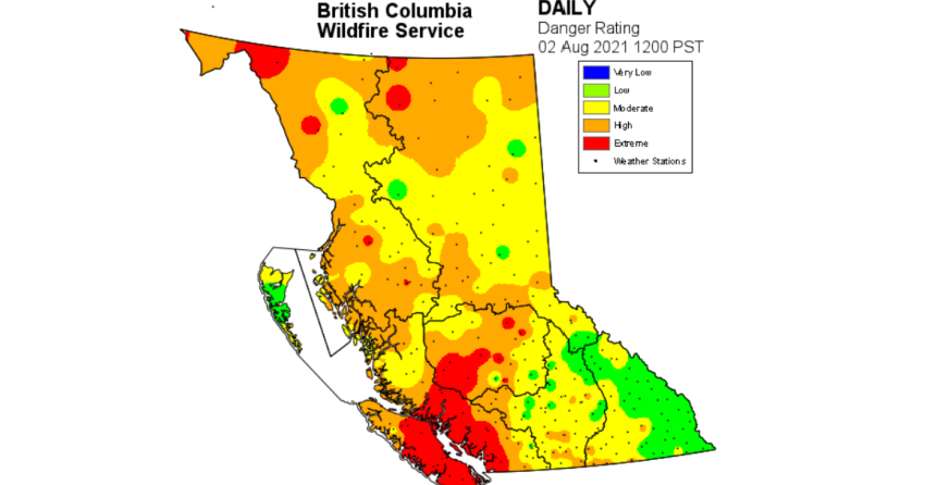 <who> Photo Credit: Province of BC / Fire danger rating for the province