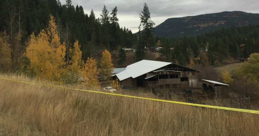 <who> Photo Credit: NowMedia </who> The rural Salmon Arm property where human remains were found.