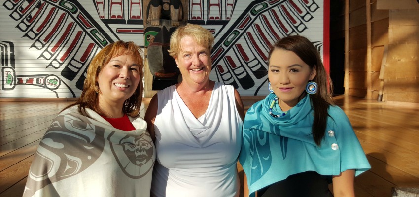 <who> Photo Credit: Cathy McLeod </who> MP Cathy McLeod with Francyne Joe (left), Former President of the BC Native Women’s Association, and Nikki Fraser (right), BC Youth Representative for the Native Women’s Association of Canada, at Wednesday's announcement. 