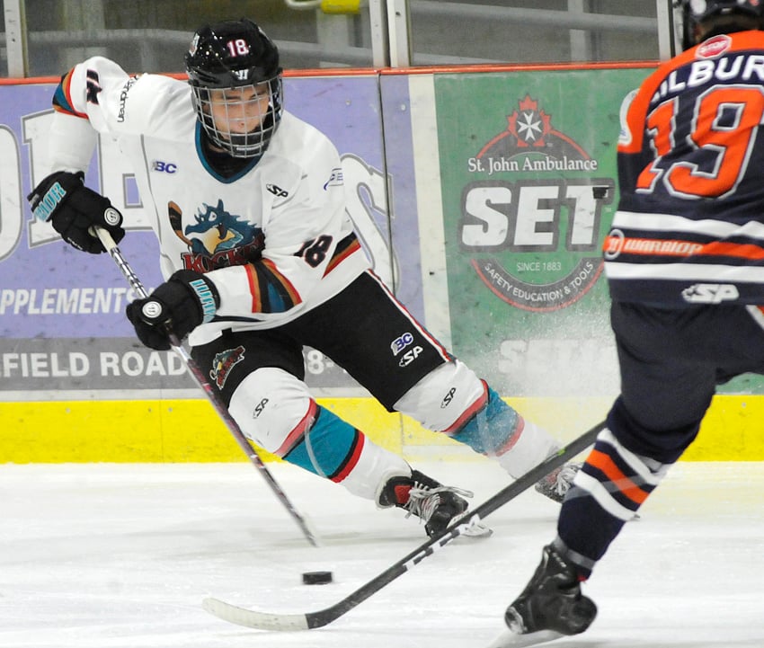 <who>Photo Credit: Lorne White/KelownaNow </who>Two goals and two helpers lifted Colby Elmer's season point total to team-leading seven.
