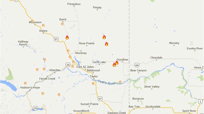 Current active wildfires.