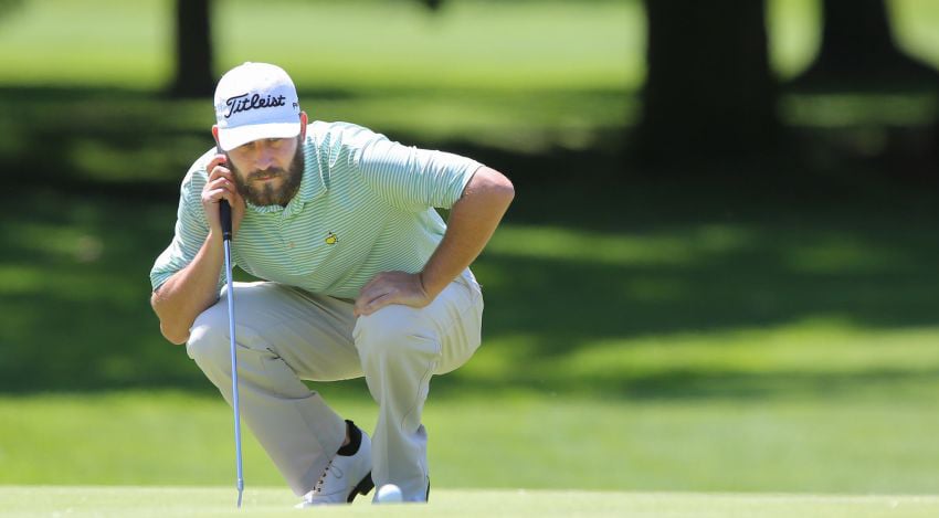 <who>Chuck Russell/PGA Tour </who>Caleb Sturgeon's course-record 64 earned him a one-stroke lead on three other golfers at Gallagher's Canyon GCC.