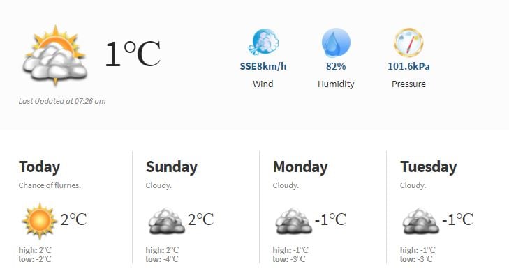 There's a chance of flurries in Kelowna later on Saturday.