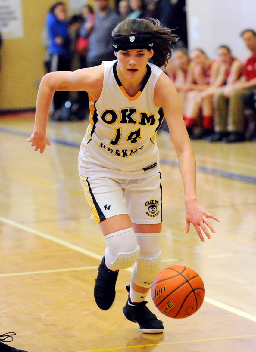 <who>Photo Credit: Lorne White/NowMedia </who>Makenna Jacklin of the OKM Huskies selected to the Sweet 16 tournament's first all-star team.