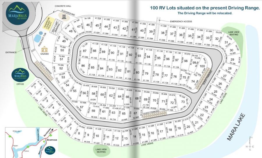 </who>This map shows the layout for the 100 RV lots.