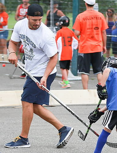 <who>KelownaNow </who>Josh Gorges helped host a charity road hockey tournament on <br> the weekend at Immaculata Regional High School.