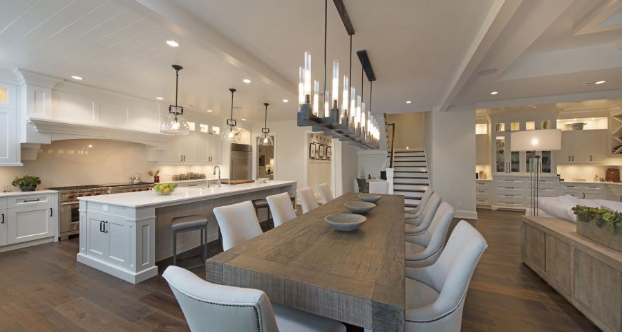 The interiors of 'Lakeside Haven' are airy and bright and feature extensive built-in cabinetry and millwork.