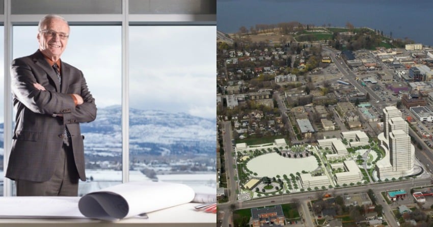 </who> Al Stober (Left) believes Kelowna is experiencing a boom like never before and developments like Central Green (Right) will help accommodate the city's demand for housing.