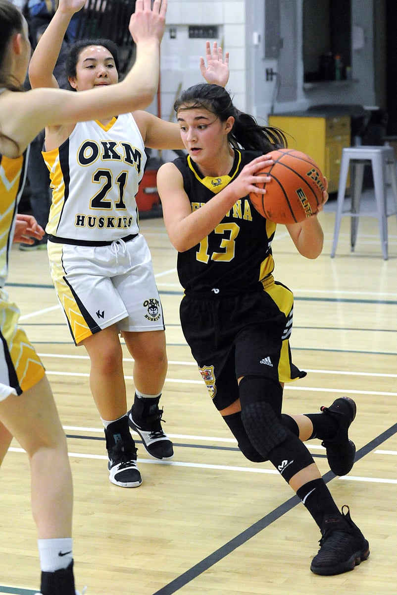 <who>Photo Credit: Lorne White/KelownaNow </who>Chelsey Macauley, right, of the KSS Owls earned tournament all-star honours.