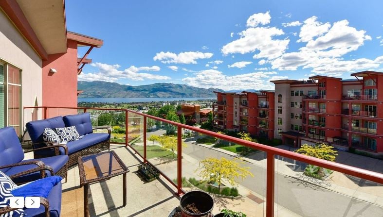 </who>This condominium in the Copper Sky complex in West Kelowna is listed for sale for $539,000, which is just over the $537,200 benchmark selling price of a typical condo in the Central Okanagan.