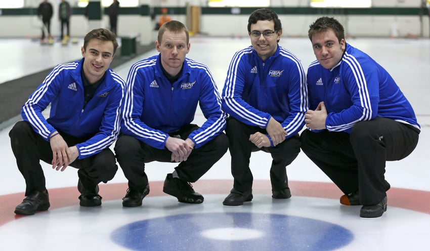 <who>Photo Credit: Heat Athletics </who>The UBC Okanagan Heat rink of, from left, lead Cameron Mahler, second Lucas Cooke, third Colton Costa and skip Justin Nillson.