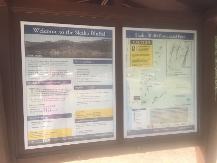 <who>Photo Credit: PentictonNow </who>Skaha Bluffs Provincial Park has become one of the world's premier rock climbing destinations. There are also numerous hiking trails and it's all located less than 10 minutes from Penticton City limits.