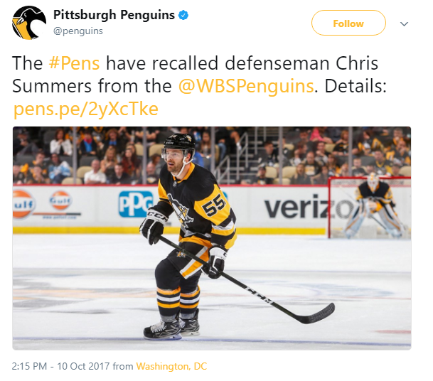 </who> This was the only post on the Penguins social media accounts today.