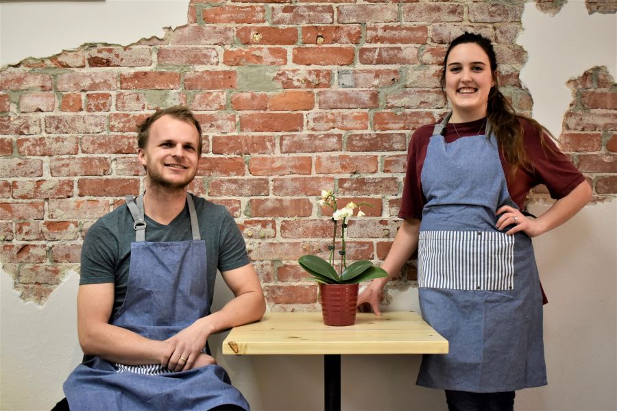 </who>Business partners and friends Christian Andrews, left, and Brynn Hill opened Brynn's Bakery in March.