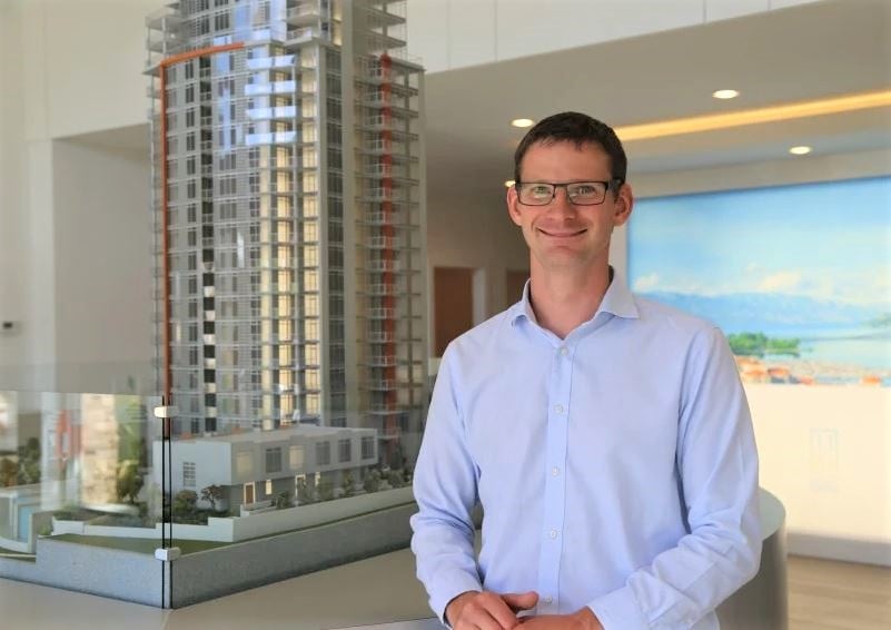 </who>Leonard Kerkhoff is the president of Chilliwack-based Kerkhoff Construction, one of four development partners behind One Varsity. This photo was taken in 2016 when Kerkhoff was putting up another Kelowna highrise condo -- 1151 Sunset.