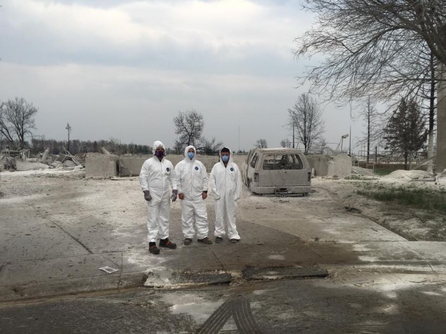 <who>Photo Credit: Robbie Picard on Facebook</who>Even a month after the fire started, protective clothing was needed to be in the Beacon Hill area.