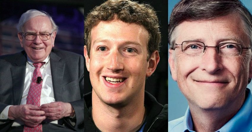 <who> Photo Credit: Facebook. </who> Warren Buffet, Mark Zuckerberg and Bill Gates are in the top five richest people on earth.