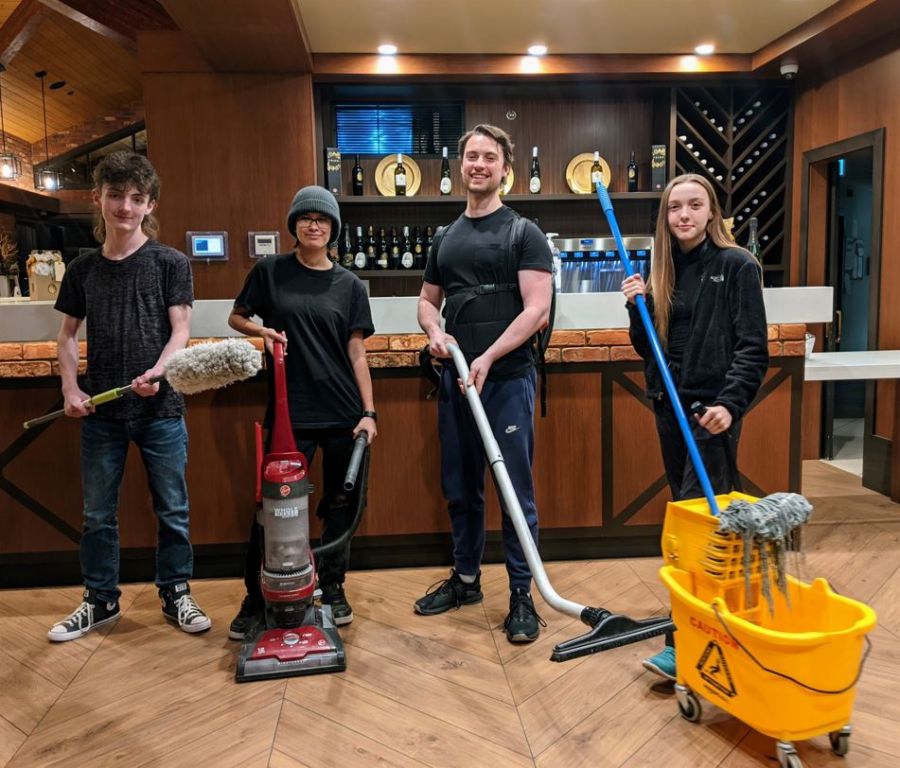 <who>Photo Credit: Contributed</who>The Jolly Janitor Co. (L to R) Hayden Fabig, Ciera Binstead, owner Brandon Benner and Celeste Carlisle