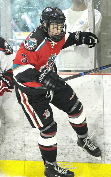 <who>Photo Credit: Lorne White/KelownaNow </who>Defenceman Tanner Brown, a 2017 second-round pick (24th <br>overall) of the Vancouver Giants, will play with the BCMMHL <br>Okanagan Rockets this season.