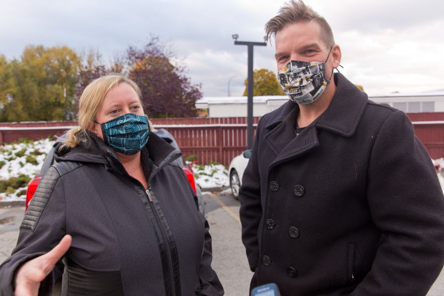 <who>Photo Credit: NowMedia</who> Voter Amanda (left) prioritized health care and the environment and said she didn't want a majority government, while voter Tyler (right) wanted to see a bigger green presence and a move away from fossil fuels. 