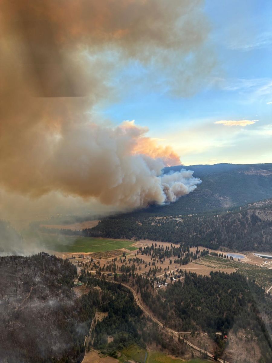 <who>Photo Credit: BC Wildfire Service</who>Fish Valley looking west on Monday afternoon. The BC Wildfire Service has not yet shared photos from Tuesday's firefighting efforts.