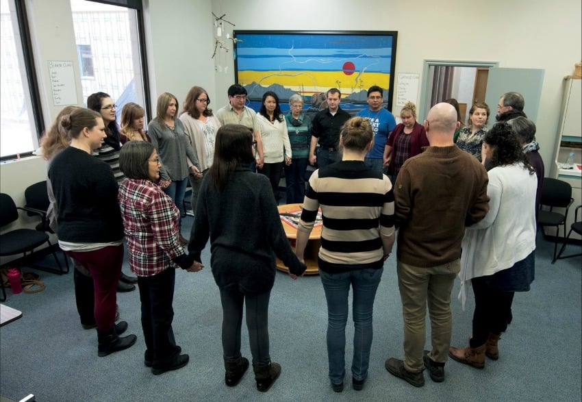 Weekly team and clinical meeting at Central Interior Native Health Society, Prince George, B.C.