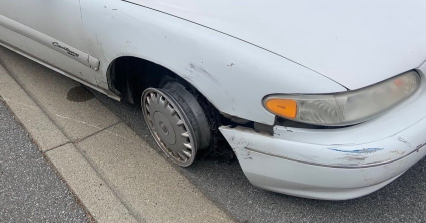 BC woman driving with no front tire on 4/20 arrested for impaired driving