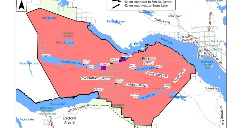 <who> Photo Credit: Regional District of Bulkley-Nechako / Evacuation order for the Camsell Lake area