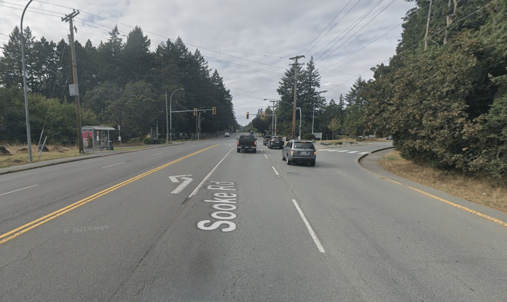 Collision between transport truck and vehicle shuts down Sooke Road in Colwood