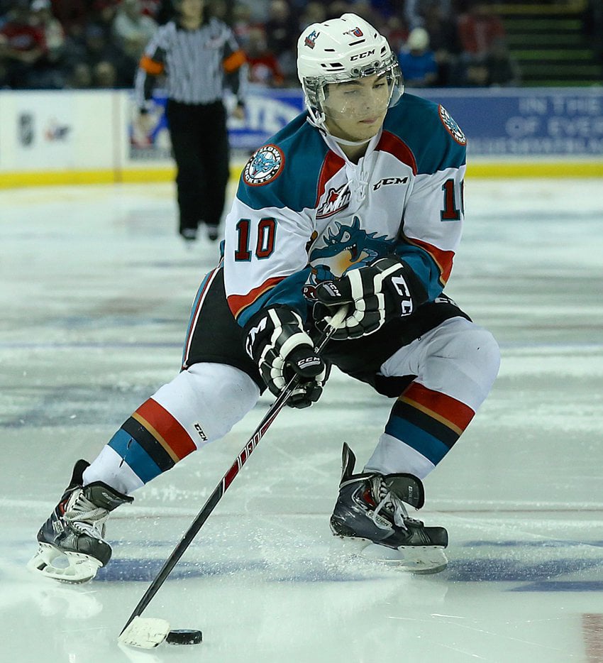 <who>Photo Credit: NowMedia </who>Merkley led the Rockets in scoring during the 2014-15 Western Hockey League season.
