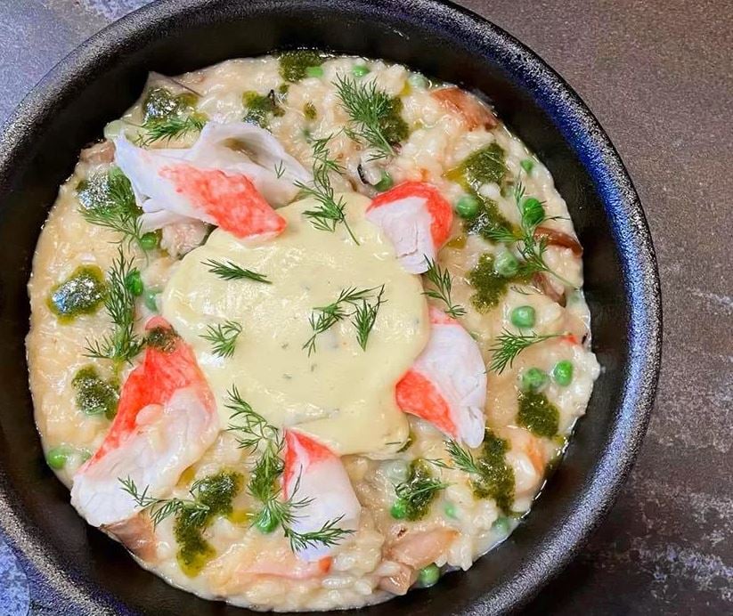 </who>This krab and prawn risotto is on Freddy's Microbrew Pub's Dine Around Okanagan menu.