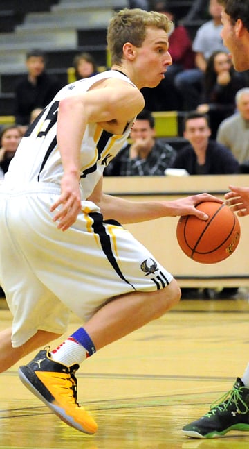 <who>Photo Credit: Lorne White/KelownaNow </who>Grant Shephard netted 22 points against Kitsilano despite being ill.
