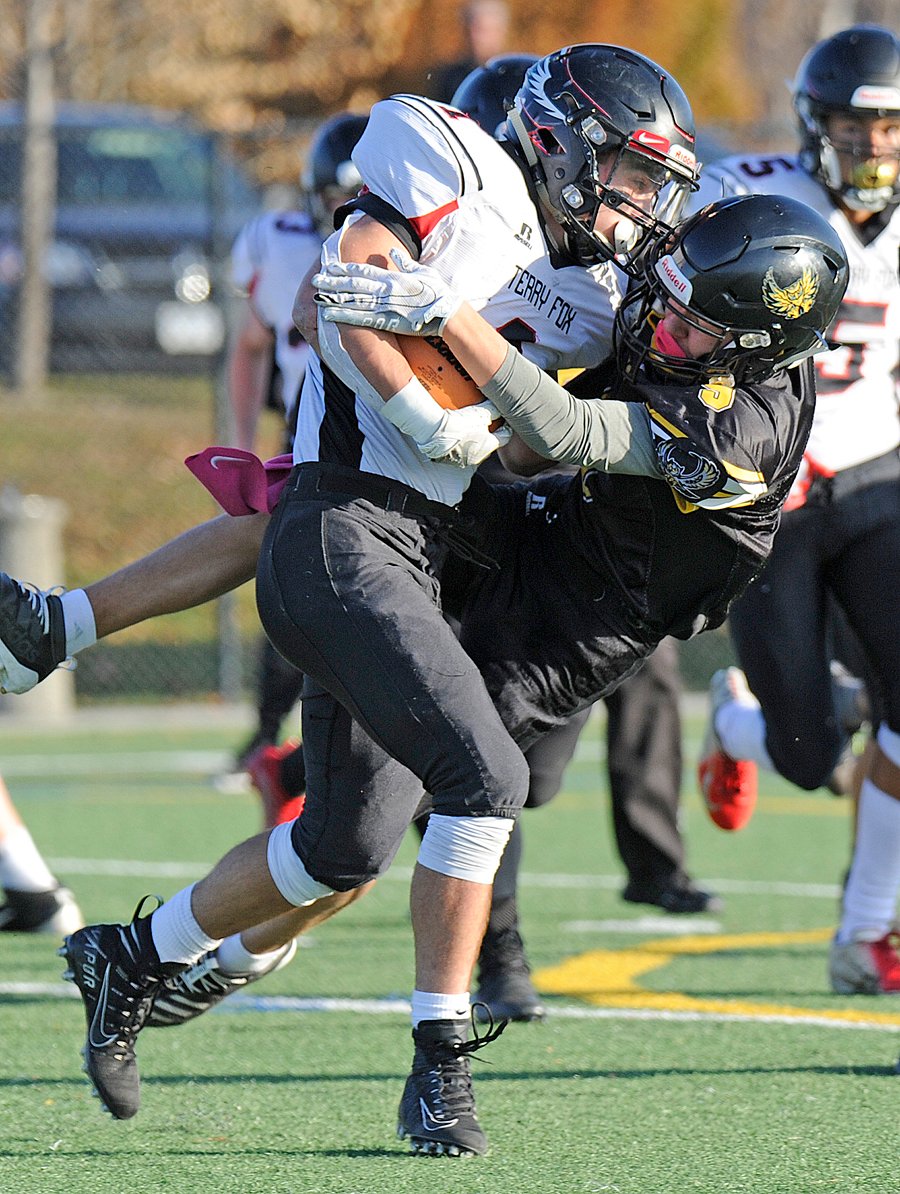 Chase Hunter in on another tackle for the JV KSS Owls.
