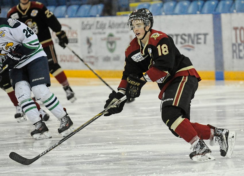 <who> Photo Credit: Lorne White/KelownaNow.com. </who>Kylar Hope, 20, of the West Kelowna Warriors will join six other BCHL grads at the University of Alaska-Fairbanks