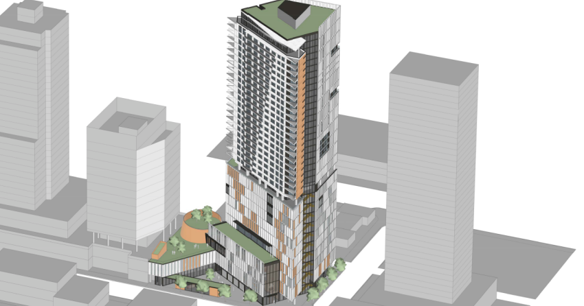 <who> Photo credit: UBCO </who> Concept plans of the proposed UBCO campus in downtown Kelowna.