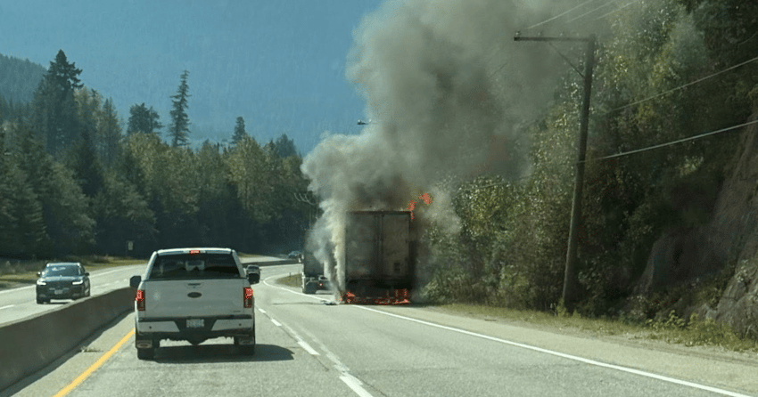UPDATE: Coquihalla wildfire caused by semi truck blaze being held